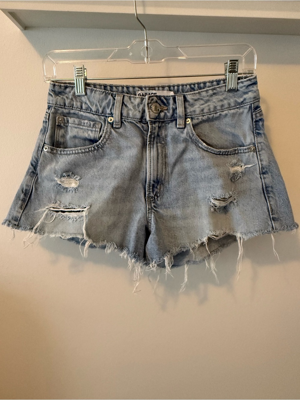 Garage Light Blue Distressed Denim Cutoff Shorts